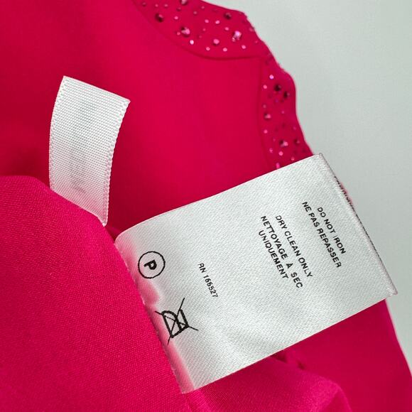 Guizio Feather Trim Embellished Cut-Out Mini Dress Magenta‎ Pink Size Small - Picture 10 of 12